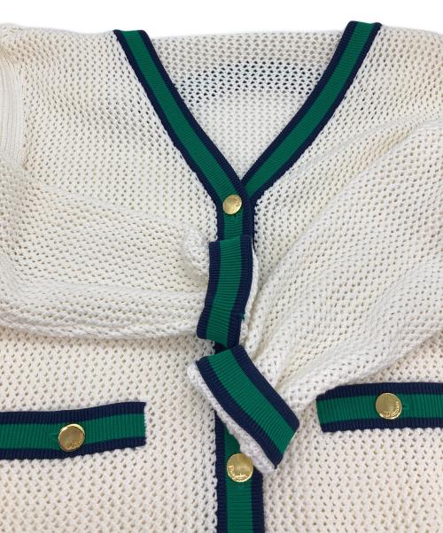 Diagram（ダイアグラム）Diagram (ダイアグラム) ラインメッシュニットカーディガン ホワイト サイズ:36の古着・服飾アイテム