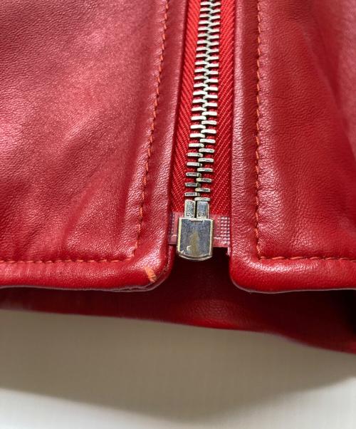 RED VALENTINO（レッドヴァレンティノ）RED VALENTINO (レッドヴァレンティノ) クロップド レザーパーカー レッド サイズ:40の古着・服飾アイテム