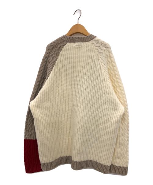 kelen（ケレン）kelen (ケレン) ALVA フィッシャーマンニットカーディガン ホワイト×ベージュ サイズ:40の古着・服飾アイテム