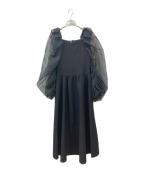 STINA closetスティナクローゼット）の古着「Organdy tulip dress」｜ブラック