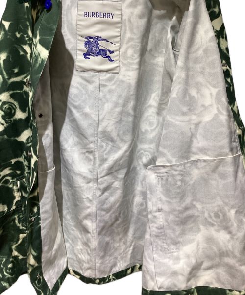 BURBERRY（バーバリー）BURBERRY (バーバリー) Rose-print cotton shirt jacket グリーン×アイボリー サイズ:Lの古着・服飾アイテム