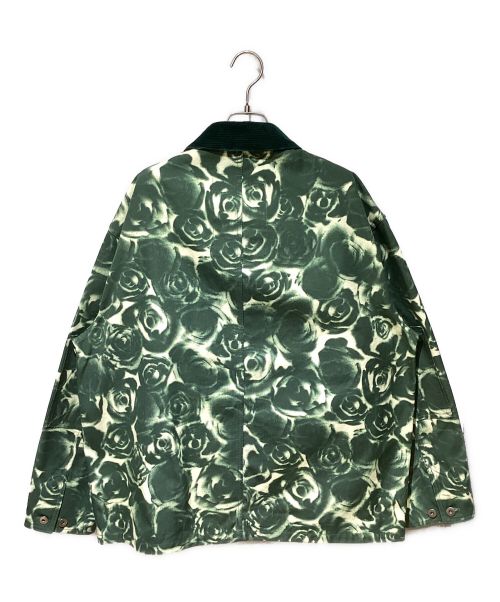 BURBERRY（バーバリー）BURBERRY (バーバリー) Rose-print cotton shirt jacket グリーン×アイボリー サイズ:Lの古着・服飾アイテム
