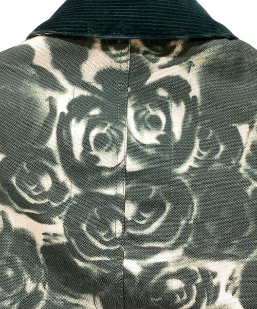 BURBERRY（バーバリー）BURBERRY (バーバリー) Rose-print cotton shirt jacket グリーン×アイボリー サイズ:Lの古着・服飾アイテム