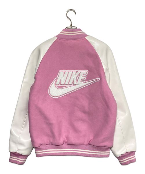NIKE（ナイキ）NIKE (ナイキ) NIGO (二ゴー) Varsity Jacket ピンク×ホワイト サイズ:Sの古着・服飾アイテム