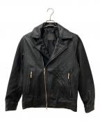 SILENCE×BRサイレンス×ビーアール）の古着「ゴールドパーツ ゴートスキンダブル ライダースジャケット」｜ブラック