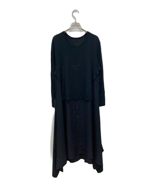 GROUND Y（グラウンドワイ）GROUND Y (グラウンドワイ) Vintage Decyne Jersey Long Shirt Docking Cut Sew ブラック サイズ:1の古着・服飾アイテム