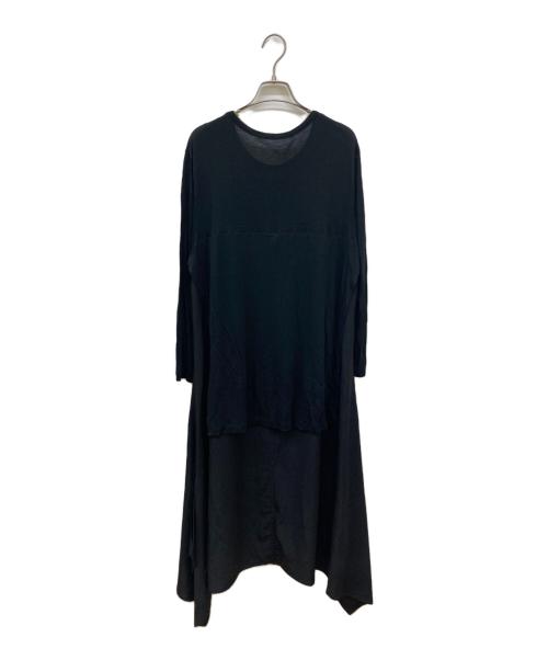 GROUND Y（グラウンドワイ）GROUND Y (グラウンドワイ) Vintage Decyne Jersey Long Shirt Docking Cut Sew ブラック サイズ:1の古着・服飾アイテム
