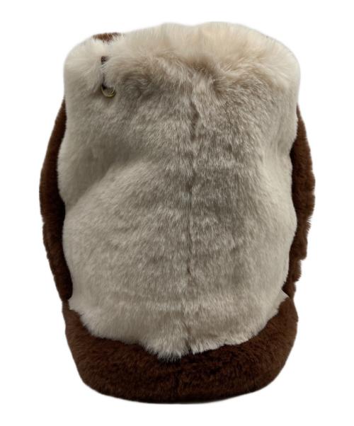 GOOD GRIEF!（グッドグリーフ）GOOD GRIEF! (グッドグリーフ) GCA EMB. FAUX FUR TOTE BAG ブラウン×アイボリーの古着・服飾アイテム