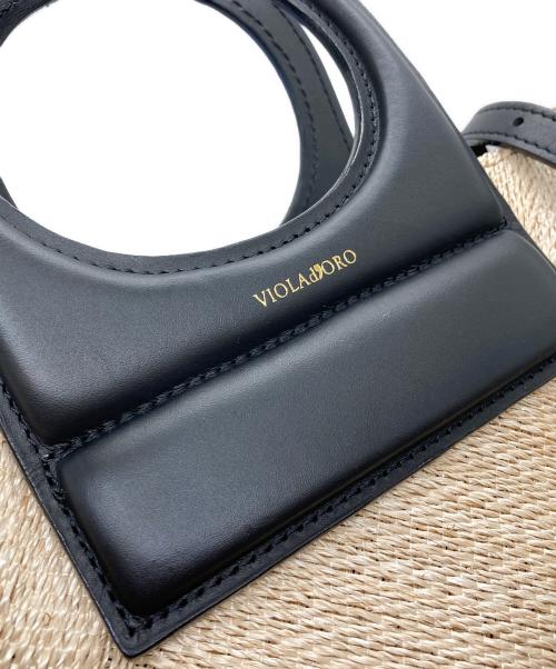 VIOLAd'ORO（ヴィオラドーロ）VIOLAd'ORO (ヴィオラドーロ) アバカメッシュ 2WAYバケットバッグ ナチュラル×ブラックの古着・服飾アイテム