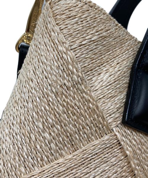 VIOLAd'ORO（ヴィオラドーロ）VIOLAd'ORO (ヴィオラドーロ) アバカメッシュ 2WAYバケットバッグ ナチュラル×ブラックの古着・服飾アイテム