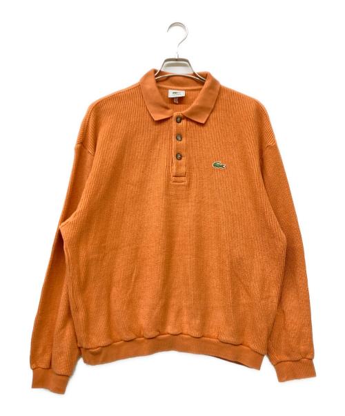 LACOSTE（ラコステ）LACOSTE (ラコステ) 古着ロゴ刺繍畦編みロングスリーブニット オレンジ サイズ:5の古着・服飾アイテム