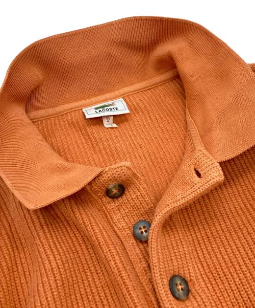 LACOSTE（ラコステ）LACOSTE (ラコステ) 古着ロゴ刺繍畦編みロングスリーブニット オレンジ サイズ:5の古着・服飾アイテム