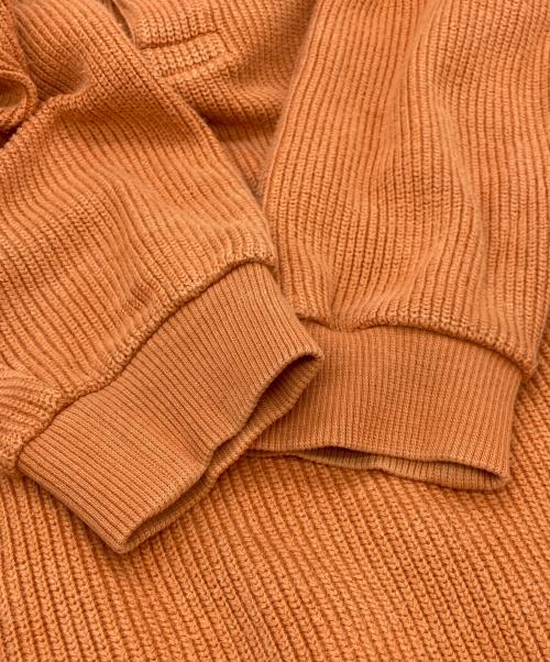 LACOSTE（ラコステ）LACOSTE (ラコステ) 古着ロゴ刺繍畦編みロングスリーブニット オレンジ サイズ:5の古着・服飾アイテム