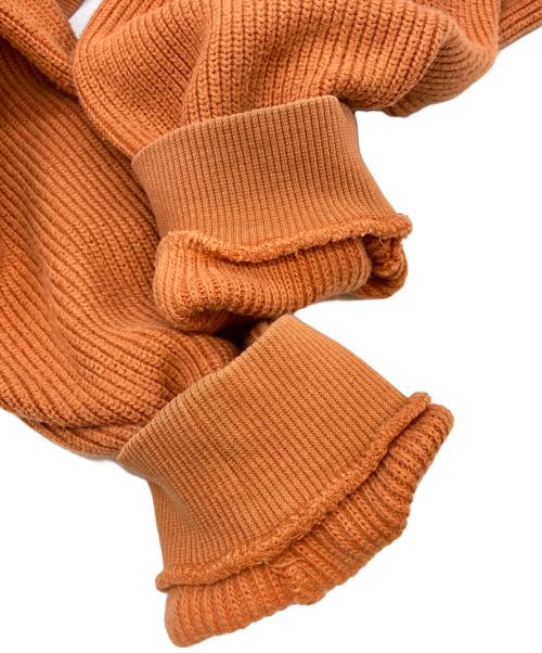 LACOSTE（ラコステ）LACOSTE (ラコステ) 古着ロゴ刺繍畦編みロングスリーブニット オレンジ サイズ:5の古着・服飾アイテム