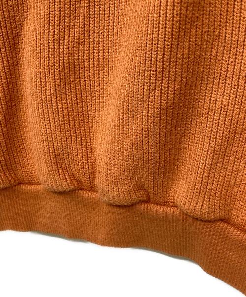 LACOSTE（ラコステ）LACOSTE (ラコステ) 古着ロゴ刺繍畦編みロングスリーブニット オレンジ サイズ:5の古着・服飾アイテム
