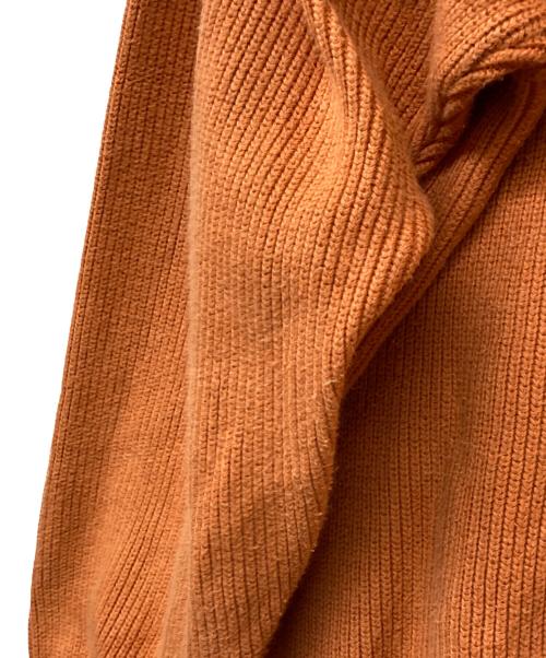 LACOSTE（ラコステ）LACOSTE (ラコステ) 古着ロゴ刺繍畦編みロングスリーブニット オレンジ サイズ:5の古着・服飾アイテム