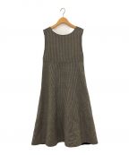 TOMORROW LANDトゥモローランド）の古着「ウールシルクガンクラブチェック ジャンパースカート」｜ブラウン