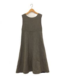 TOMORROW LAND（トゥモローランド）の古着「ウールシルクガンクラブチェック ジャンパースカート」｜ブラウン