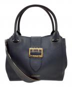 BURBERRYバーバリー）の古着「ハウスチェックバックル2WAYレザーハンドバッグ」｜ネイビー