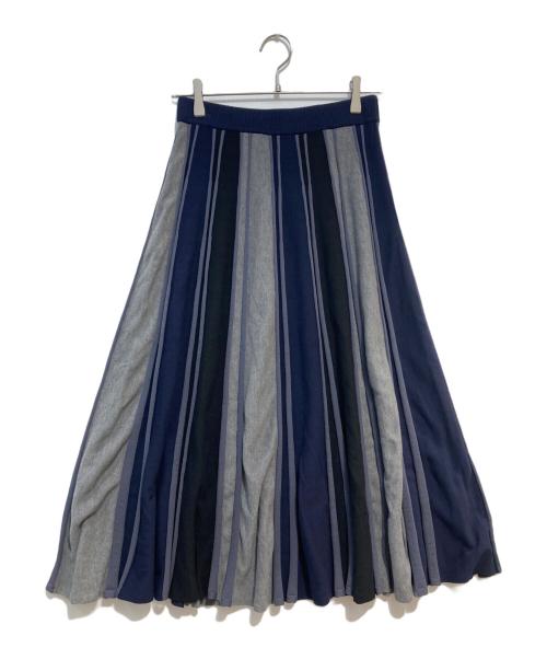 ZUCCA（ズッカ）ZUCCA (ズッカ) プリーツ ニットスカート ネイビー サイズ:Mの古着・服飾アイテム