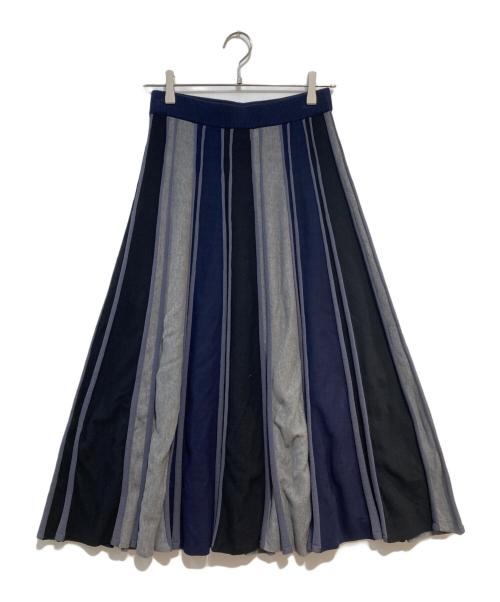 ZUCCA（ズッカ）ZUCCA (ズッカ) プリーツ ニットスカート ネイビー サイズ:Mの古着・服飾アイテム