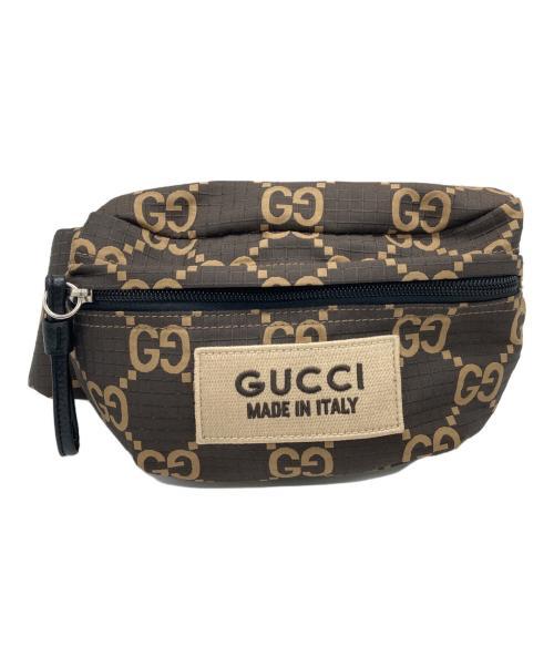 GUCCI（グッチ）GUCCI (グッチ) GGリサイクルポリエステル ラージ ベルトバッグ ブラウンの古着・服飾アイテム