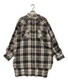 Americana（アメリカーナ）の古着「オーバーサイズチェックウエスタンシャツ」｜グレー