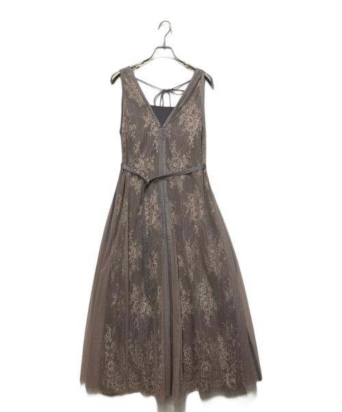 FRAY ID（フレイ アイディー）FRAY ID (フレイ アイディー) メッシュレースレイヤードドレス ブラウンの古着・服飾アイテム