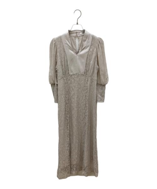 Snidel（スナイデル）Snidel (スナイデル) パフスリーブレースドレス ベージュ サイズ:1 未使用品の古着・服飾アイテム