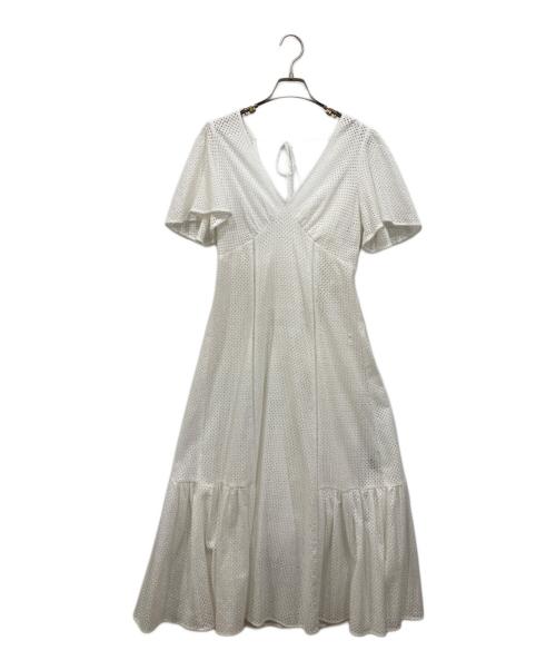 FRAY ID（フレイ アイディー）FRAY ID (フレイ アイディー) カットワークレースフレアスリーブワンピ ホワイトの古着・服飾アイテム