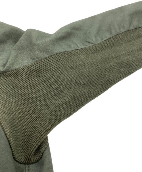 RICK OWENS（リックオウエンス）RICK OWENS (リックオウエンス) ラムレザー ローネックバイカージャケット グリーン サイズ:40の古着・服飾アイテム