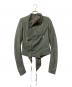 RICK OWENS（リックオウエンス）の古着「ラムレザー ローネックバイカージャケット」｜グリーン