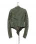 RICK OWENS (リックオウエンス) ラムレザー ローネックバイカージャケット グリーン サイズ:40：37000円