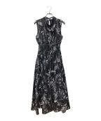 FRAY IDフレイ アイディー）の古着「ドレープネックシャーリングプリントワンピース FWFO222237」｜ブラック