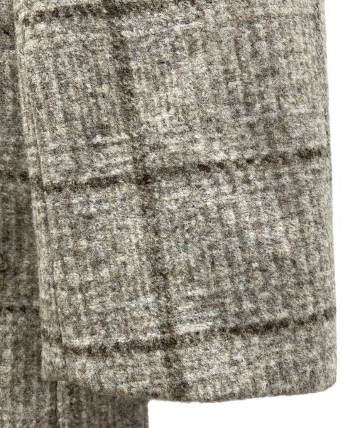 BOSS（ボス）BOSS (ボス) Hyde Wool Checked Stand Up Collar Coat（スタンドカラー コート） グレー サイズ:UK48の古着・服飾アイテム