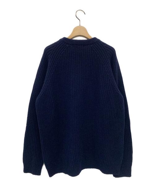 circlelabo（サークルラボ）circlelabo (サークルラボ) ピュアカシミヤ ホールガーメント ラグラン 畦編みクルーネックセーター ネイビー サイズ:ＳＩＺＥ　Ｌの古着・服飾アイテム