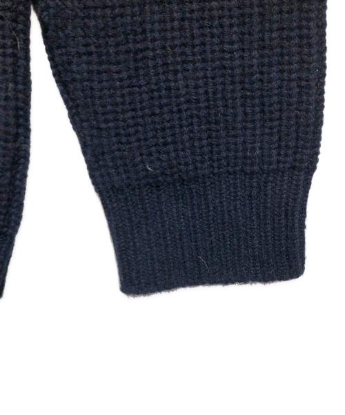 circlelabo（サークルラボ）circlelabo (サークルラボ) ピュアカシミヤ ホールガーメント ラグラン 畦編みクルーネックセーター ネイビー サイズ:ＳＩＺＥ　Ｌの古着・服飾アイテム