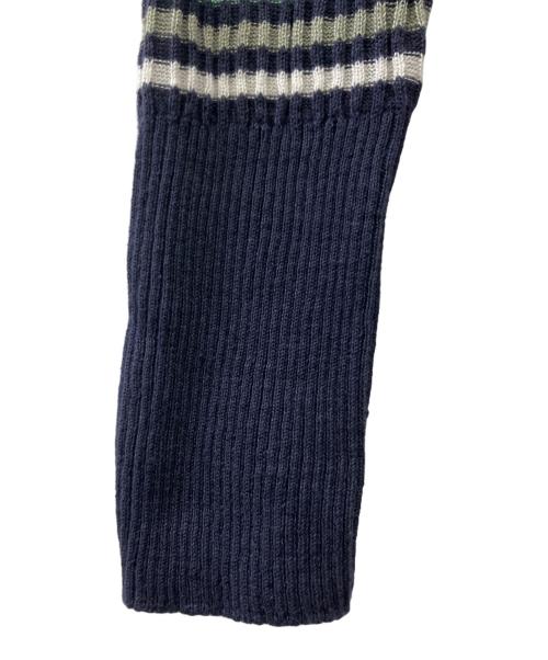 Maison Margiela（メゾンマルジェラ）Maison Margiela (メゾンマルジェラ) リネンボーダーカーディガン ネイビー×グリーン サイズ:Mの古着・服飾アイテム