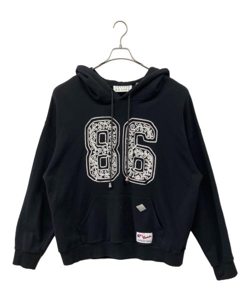 el conductorh（コンダクター）el conductorH (コンダクター) CORD EMBROIDERED COTTON HOODED SWEATER TEAM ブラック サイズ:SIZE2の古着・服飾アイテム