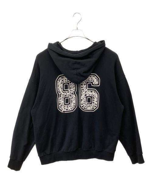 el conductorh（コンダクター）el conductorH (コンダクター) CORD EMBROIDERED COTTON HOODED SWEATER TEAM ブラック サイズ:SIZE2の古着・服飾アイテム