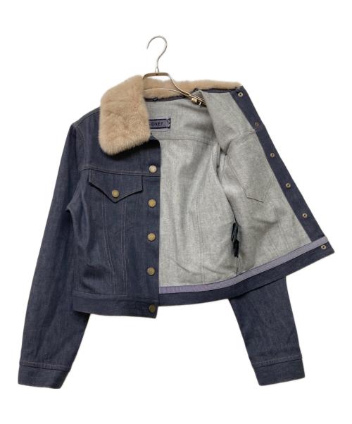FOXEY（フォクシー）FOXEY (フォクシー) ミンクファーデニムジャケット インディゴ サイズ:38の古着・服飾アイテム