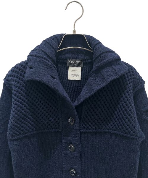 CHANEL（シャネル）CHANEL (シャネル) ウール カシミヤ ニット ジャケット ネイビー サイズ:34の古着・服飾アイテム