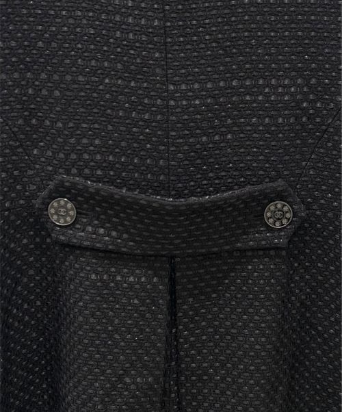 CHANEL（シャネル）CHANEL (シャネル) ツイード ダブルブレスト コート ブラック サイズ:36の古着・服飾アイテム