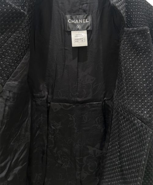CHANEL（シャネル）CHANEL (シャネル) ツイード ダブルブレスト コート ブラック サイズ:36の古着・服飾アイテム