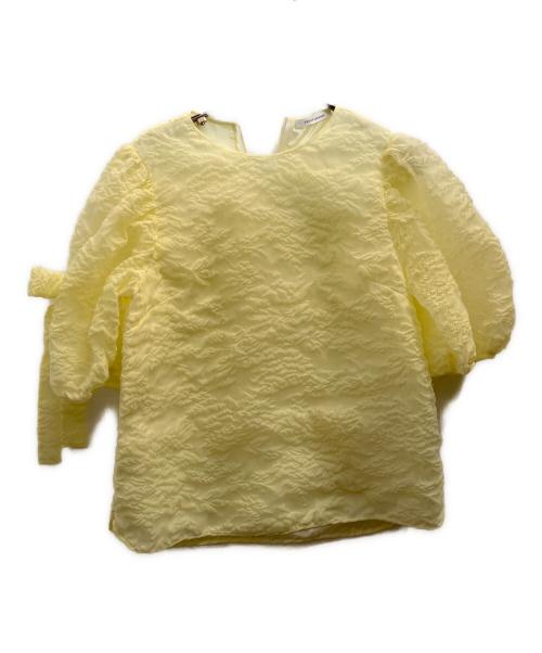 CECILIE BAHNSEN（セシリーバンセン）CECILIE BAHNSEN (セシリーバンセン) フラワーリボンシアサッカーブラウス イエロー サイズ:ＵＫ12の古着・服飾アイテム