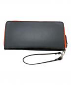 KUBERAクベラ）の古着「防水 ラウンドファスナー長財布」｜ブラック×オレンジ