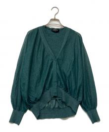 LOUNIE（ルーニー）の古着「ラメアンサンブルニットカーディガン」｜グリーン