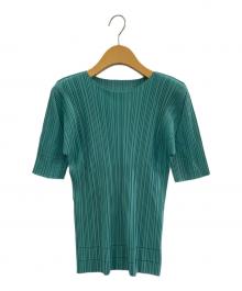 PLEATS PLEASE（プリーツプリーズ）の古着「半袖プリーツシャツ」｜グリーン