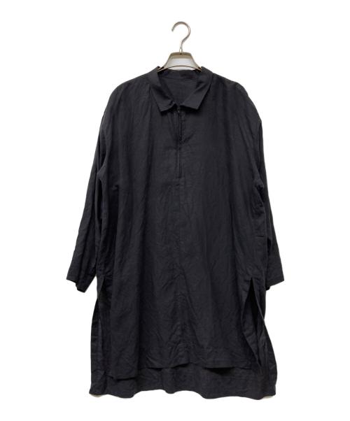 HOMME PLISSE ISSEY MIYAKE（オム プリッセ イッセイ ミヤケ）HOMME PLISSE ISSEY MIYAKE (オム プリッセ イッセイ ミヤケ) プルオーバーロングシャツ ブラック サイズ:2の古着・服飾アイテム