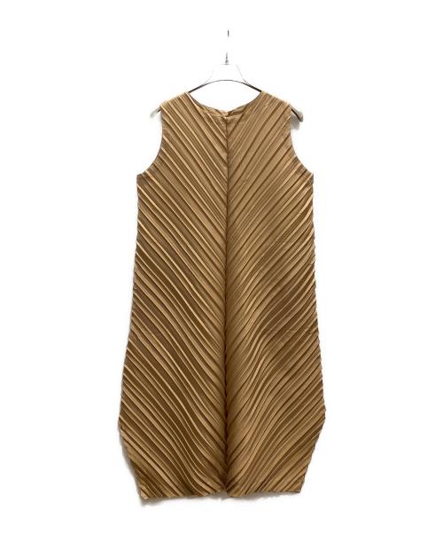ISSEY MIYAKE（イッセイミヤケ）ISSEY MIYAKE (イッセイミヤケ) ノースリーブワンピース ベージュ サイズ:2の古着・服飾アイテム